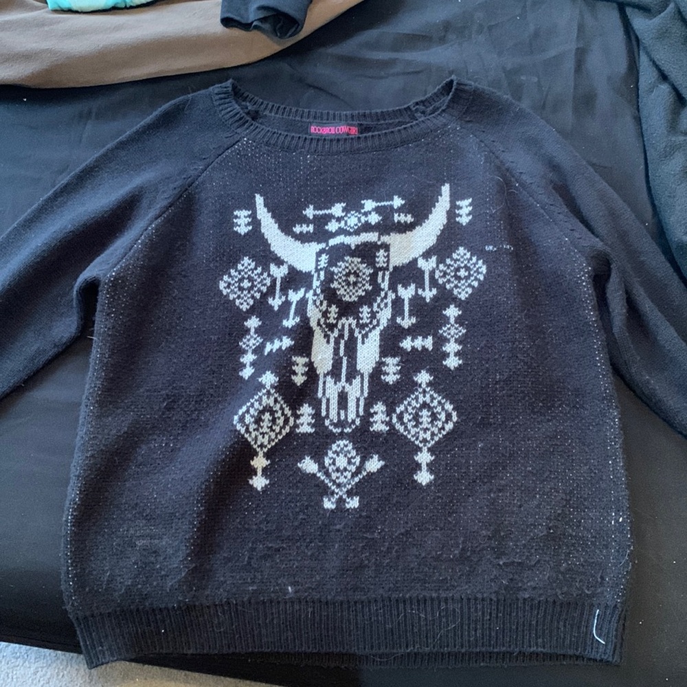 Rock$roll cowgirl bullhead sweater